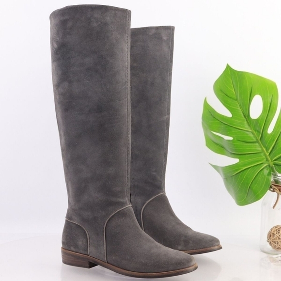 Gray Suede Knee-High Boots - Picture 11 of 11